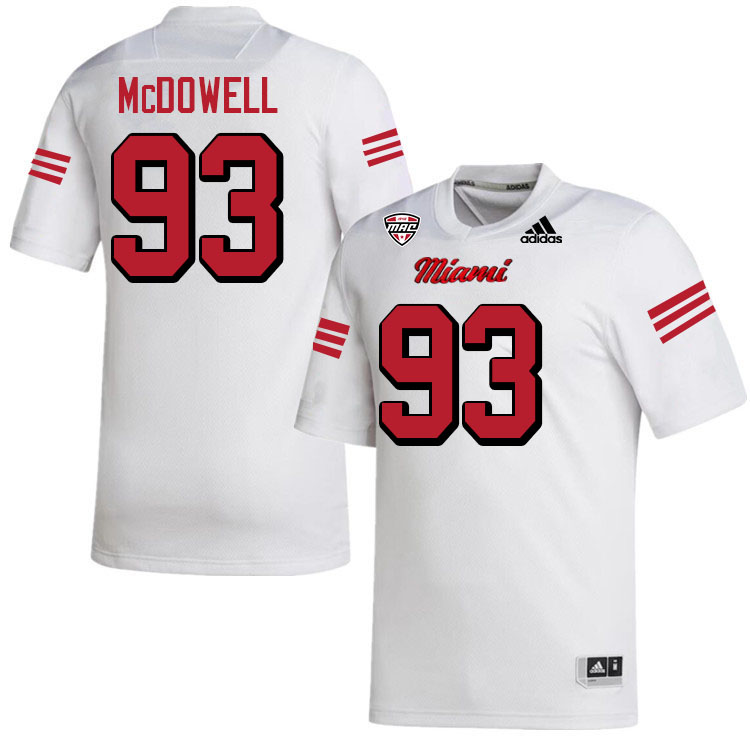 Miami University Redhawks #93 Ethan McDowell College Football Jerseys Stitched-White